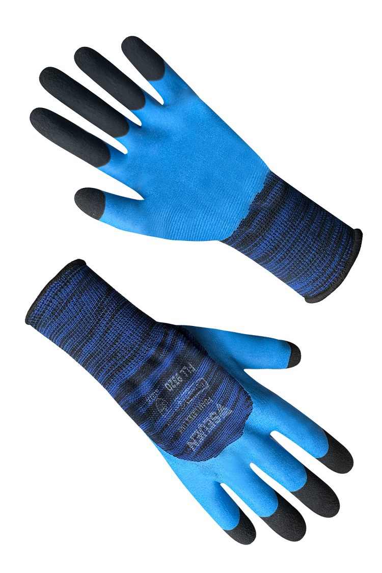 Рукавички синтетичні сині з подвійним спіненим латексним синьо-чорним 3/4 покриттям SEVEN FLL9320 "б" р.9